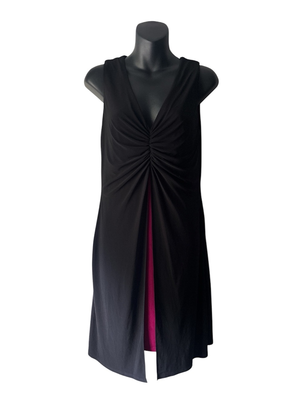 Tiana B. Sleeveless Black Dress with Fuchsia Lining Size S